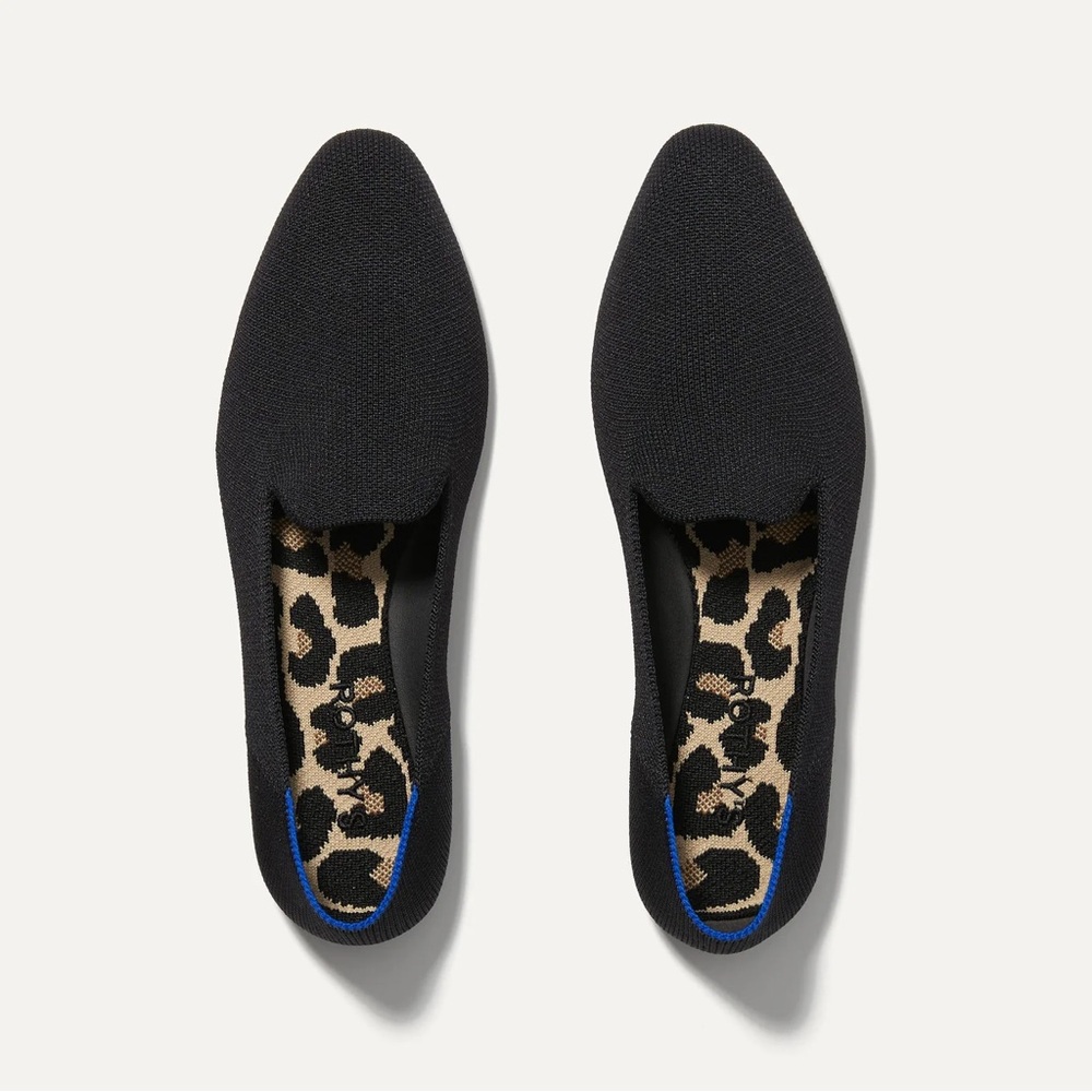 Rothys The Almond Loafer Flats Black Knit Size 10.5